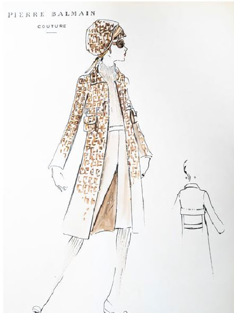 Croquis Pierre Balmain Haute Couture 1971